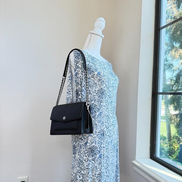 Tory Burch ROBINSON CONVERTIBLE SHOULDER BAG 154317 Black/Silver Authentic‼️ - Picture 3 of 16